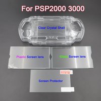 1Set Plastic /Glass Screen Lens+Screen Protector Film+Crystal Clear Hard Shell Case For PSP2000/3000 Game Console