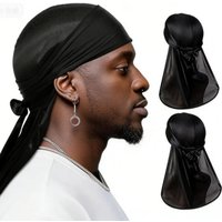 Unisex Silky Long Tail Durag Pirate Turban Bandana Headwrap Cap for Men Women Hijab Hair Accessories