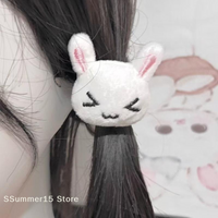 【R】1/2Pcs Cute Plush Bunny Rabbit Hair Tie Hairband For Lolita Girls Students Ponytail Hair Rope Hair Accessories Jewelry