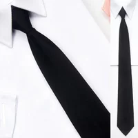 Black Simple Clip On Tie Security Tie Doorman Steward Matte Black Funeral Ties For Men Women Students Neck Ties Fake Collar
