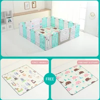 IMBABY Plastic Playpens Foldable Baby Playpen Large Playpen for Children Safety Barrier Fence Baby Playground with Free Mat