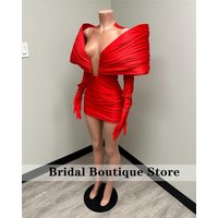 Superbe Nouvelle Arrivée 2026 Robe de Bal Rouge avec Deux Gants, Épaules Dénudées, pour Fête d'Anniversaire, Robe de Cocktail Senior, Personnalisable