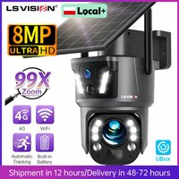 LS VISION UBOX 99XZoom Solar 4G / Wifi Kamera Bezpieczeństwa 8MP z Podwójnymi Ekranami, PIR i AI Humanoid, PTZ, Automatyczne Zoom Śledzenie, Monitoring CCTV, Zewnętrzna Kamera Solarna do Domu, Zasięg