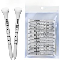 50 Pieces Bamboo Golf Tees 83mm White & Black Adjustable Depth Side Spin Reduction Friction Degree Scale Tees