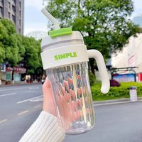 LUSQI 920ML High-Temperature Resistant Plastic Cute Portable Plastic Cup Leakproof With Straw Sports Water Cup Summer