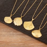 Nidin New Fashion Lucky Shell Shape Inlaid Pearl Crystal Zircon Pendant Necklace For Women Female 4 Styles Choice Jewelry Gifts