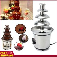 220V Chocolate Fountain 4 Tiers Electric Melting Machine Fondue Pot Set for Chocolate Candy Ranch Nacho Cheese