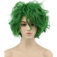 HAIRJOY Synthetic Hair Women Men Fluffy Short Bob Curly Green Wig Cosplay Anime Wigs for St. Patrick's Day