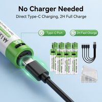 Fast Charge Lithium-ion Battery 3800mAh AA +3000mAh AAA Type-C Rechargeable Battery for Remote Control Mouse Toys