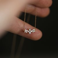925 Sterling Silver Full Diamond Four Leaf Grass Collar Chain Pendant Necklace for Women Fashion Fine Jewelry Gifts