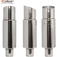 Stainless Steel Car Exhaust Pipe Straight drum Muffler Tail Pipe High Quality Universal O.D 51 57 63mm Outlet 89mm Length 370mm
