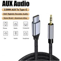 USB Type C To 3.5mm Jack Adapter Aux Audio Cable For Cell Phone Xiaomi Huawei Car Speaker Headphone Earphones Converter Cord Set