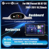 Prelingcar 10,25 LCD Digital Cluster Dashboard Für VW Passat B6 B7 CC 2007-2011 Android Player Radio Navigation Panel Cockpit