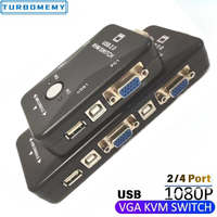 2/4 KVM Switch VGA Adapter USB 2.0 Switcher Cable Switch Host Controller for Computer Projector HDTV Monitor Printer KVM Switch