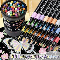 96/72/48/24 Colors Dual-Tip Glitter Marker Set -Fine-Point Watercolor Pens with Vibrant Colors, Greeting Cards, Mugs, Wooden DIY