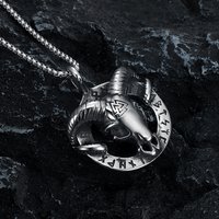 Vintage Viking Nordic Goat Skull Valknut Pendant Necklace For Men Stainles Steel Rune Biker Unique Amulet Jewelry Gift Wholesale