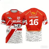 AliExpress NONE 2026 Racing 16 Driver Charles Leclerc Fan 3D Print Pattern T Shirt Men Summer Short Sleeve Top Graphic Tee Streetwear Cycling