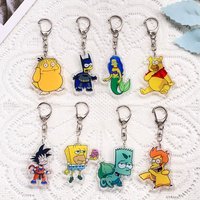 1/8Pcs Disney The Simpsons Car Keychain Acrylic Keyrings Bag Charms Cute Backpack Pendant Funny Prop Decoration Friends Gifts