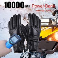 Leather Cycling Thermal Bike Gloves Waterproof Outdoor USB Electric Heating Gloves Touchscreen Hand Warmer for Motorcycle