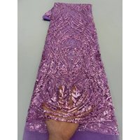 French Tulle Sequins Lace Fabric Embroidery 5 Yards African 2026 Luxury Beaded African Mesh Lace For Nigerian Women Party Dress