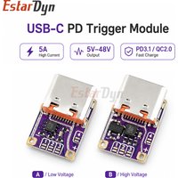 Estardyn PD3.0 PD3.1 QC3.0 Deceiver Fast Charging Module DC 5/9/12/15/20/28/36/48V Voltage Trigger PD to DC Type C Interface