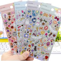 4 pcs Retro Little Animals Cats Rabbit Sparking Crystal Stickers Scrapbooking Diy Journal Stationery Sticker Decor School Gift