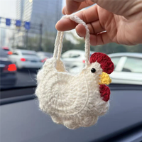 Handmade Cute Yarn Chicken Coop Earphone Case Small Chicken Bag Gag Gift Creative Finished Product Fabric Earplug Pouch