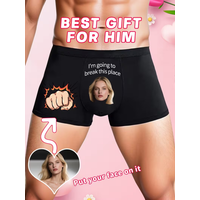 Customizable 1-Pack Sexy Men's Boxer Shorts with Portrait Design for Valentine's Day And Anniversaries Comfortable Elastic Fit f