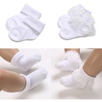 4 Paar weiße Taufe schöne Baumwoll-Babysocken für 0–1 Jahre alte Neugeborene, Jungen und Mädchen