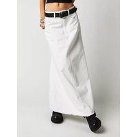 Casual Straight Denim Half Length Skirt High Waist A-Line Long Skirt for Young Women 18-24 Years Old Spring Season China Made