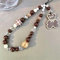 Korean Cute Brown Bear Shell Beads Beaded Phone Chain For iPhone Samsung Camera Hanging Rope Anti-Lost Lanyard Hanging Jewelry
