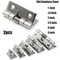 2pcs Self Closing Spring Hinge Stainless Steel Door Hinges Cabinet Hinge Furniture Hardware Accessories 1/1.5/2/2.5/3/4 Inch