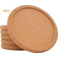 Cork Coasters, Highly Absorbent, Set of 4, 4inch Cork Coasters with Edges, Heat-Resistant and Reusable, Thickened Design, Perfect for Cups, Glasses, and Mugs.