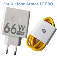 Adapter podróżny do telefonów Ulefone Armor 17 Pro, Power Armor 18, 18T, Armor 19T, 24, 30 Pro, ładowarka z wtyczką EU + kabel USB typu C