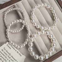 4 Pcs Fashionable multi-piece set bracelet, elegant and fashionable imitation pearl, stackable bracelet for girls' daily wear