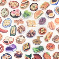 50pcs Chinese Breakfast Noodle Transparent PET Stickers Decals For Phone Laptop Refrigerator Notebook DIY Aesthetic Stickers