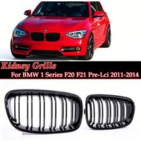 For BMW 1 Series F20 F21 Pre-LCI Double/Single Slat Kidney Grille Gloss Matte Black Carbon M Color Diamond Grill 2011-2014 116i