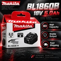 Makita BL1860B 18V 6,0Ah Lithium-Ionen-Akku als Ersatz für Makita LXT Akku-Werkzeuge, wiederaufladbarer Akku mit hoher Kapazität, kompatibel mit DHP-, DTD-, DGA- und DHR-Serie, Bohrmaschine,