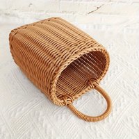 Rustic Handmade Rattan Woven Wall Hanging Basket for Spoon, Chopsticks, Flowers and Sundries Storage - Shelf Baskets
