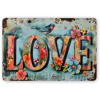 Vintage Love & Peace Metal Tin Sign - 30.48x20.32cm | Rust-Proof Iron Wall Art for Home, Bar, Cafe & Outdoor Decor, Perfect f