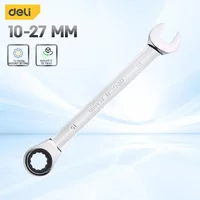 Deli 1 Pcs Ratchet Wrench (10-27mm) 72 Tooth Ring Torque Socket Repair Hardware Tools Multifunctional Spanners for Car Repair
