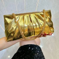 European American Style Banquet Bag Solid Color Texture Handbag Luxurious Fashionable Pleated Handbag Chain Crossbody Bag