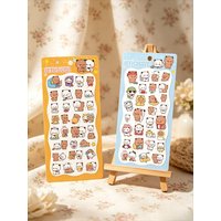 Kawaii Yier & Bubu Cartoon Stickers Set Cute Mini Decals for Scrapbook Diary Planner Aesthetic Stationery Supplies