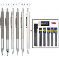 Full Metal Mechanical Pencil 0.3/0.5/0.7/0.9/1.3/2.0mm Art Sketch Painting Automatic Pencil with Leads Office School Supplies