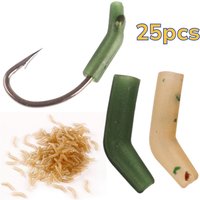 25pcs Carp Fishing Hook Kicker Sleeve Bending Hook Aligner Tube Terminal for Carp Fishing Rig Prevent Hook Tangled Fishing Tools