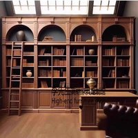 American solid wood bookcase, French vintage combination display cabinet, living room bookcase
