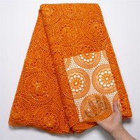 Tissu Africain en Dentelle Guipure de Haute Qualité, Couleur Pêche, Ivoire, Soluble dans l'Eau, pour Robe, S8016, 2024