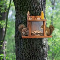 Feeding Container Wooden Squirrel Feeder Hanging Multi-purpose Hamster Feeding Box Durable Bird Feeder Parrot