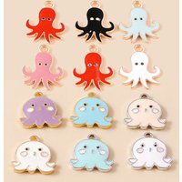 Leslie 10pcs Cartoon Octopus Charms For Earrings Bracelet Necklace Squid Pendant DIY Handmade Jewelry Making Accessories