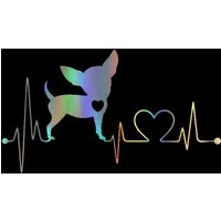 Car Stickers Chihuahua Heartbeat Stickers Car Funny Stickers and Decals PVC Sunscreen Waterproof 15CM
